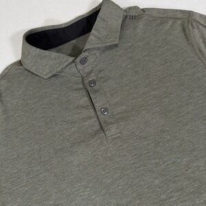 Lululemon‎ Men's Large Gray Striped Evolution Short Sleeve Golf Polo Shirt